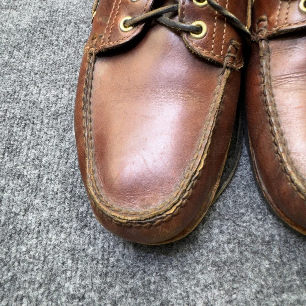 Vintage Timberland 3 Eye Lug Boat Shoes Mens 11 M Brown Leather Moc Toe 32015